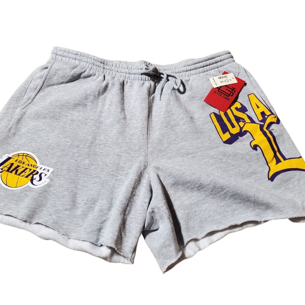 NBA Ultra Game Los Angeles Lakers Men’s Fleece Basketball 6” Shorts XL New